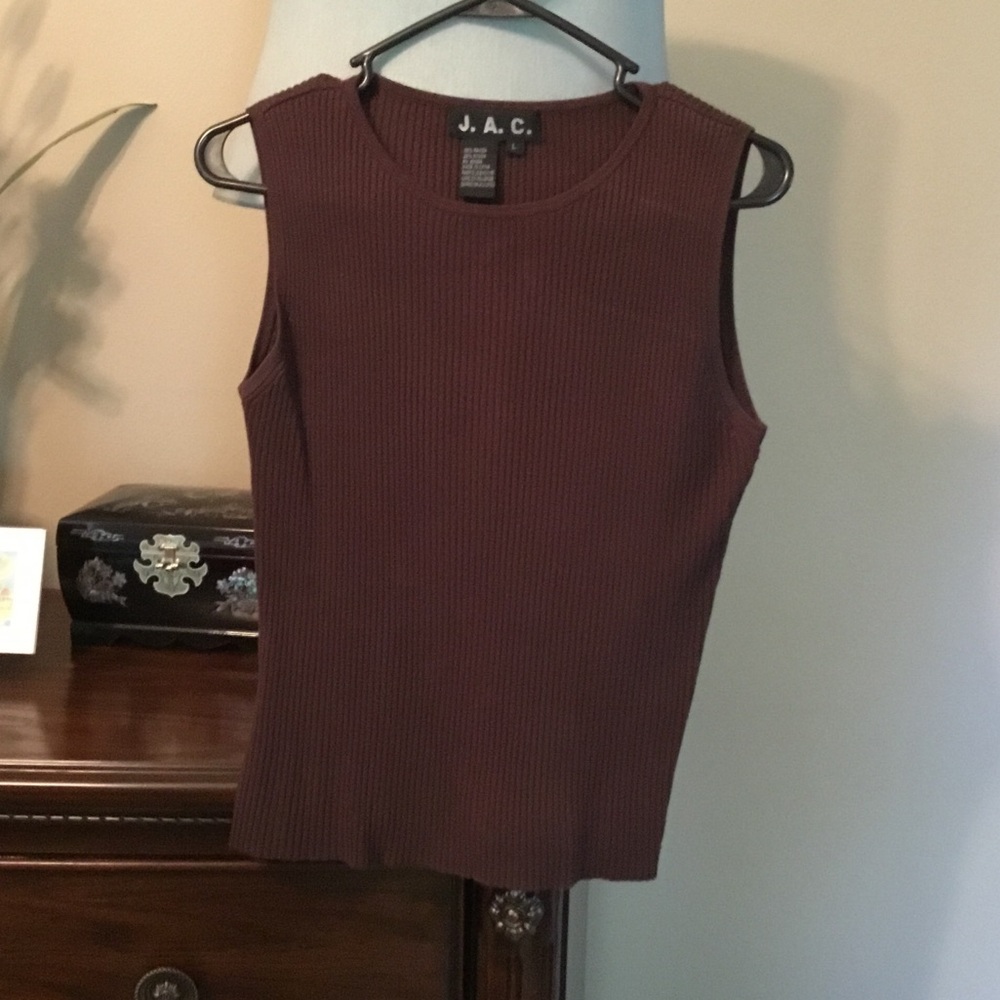 J.A.C.-EUC-Women’s Sleeveless Ribbed Tank Top in Chocolate Brown